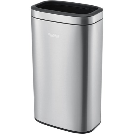 GLOBAL INDUSTRIAL Rectangle Metal Trash Can, Silver, Stainless Steel 641442SS